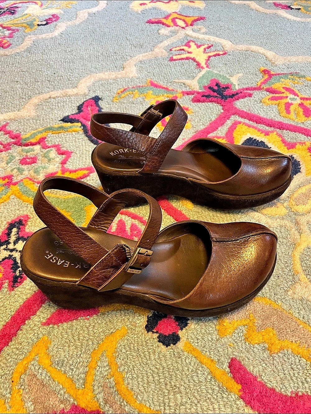 Kork-Ease Leather Mary Jane Platform Wedge Heels in Brown US 8 - Picture 4 of 6